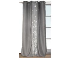 Cortina jacquard y visillo devoré TULIPE gris