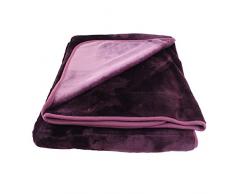 Gözze 40032-40-150200 reversible y manta, terciopelo cinta de terciopelo-reborde, tamaño aproximado 150 x 200 cm, morado/rosa palo
