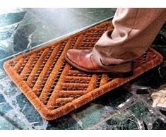 Faba Home de fibra de coco Felpudo con diseño de rejilla, muy resistente, resistente a la intemperie, rejilla de Alfombrilla para ásperos de la suciedad, alambre de mate halbrund, marrón, 75 cm x 45 cm