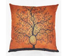 Luxbon Funda Cojin Almohada Lino Duradero Árbol de Pensamiento Naranja Decoración para Sofá Cama Coche 18x18" 45x45 cm