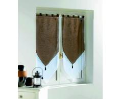 Douceur DInterieur 1362768 - Douceur dIntérieur - Cortinas con acabado triangular, color Blanco/Cacao, talla 60 x 160 cm