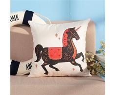 1 Pieza Fundas de Cojín Almohada Hecha A Mano Rojo Sin Rellenos 100% Algodón Lona Medida 50cm*50cm Decorativos Para Sofá silla Coche Cama Hogar Biblioteca Librería Unicornio Caballo Marrón