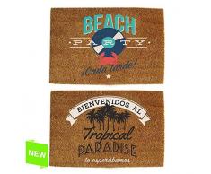 dcasa - Felpudo original de fibra de coco y base de goma diseño BEACH 40x60cm - Beach