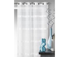 Cortina Casa - Visillo en estameña con rayas horizontales Blanco, 100% poliéster , blanco, 140 x 240 cm
