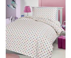 LOVE2SLEEP - Juego de cama infantil (franela de algodón 100%, incluye sábana bajera, sábana, y funda de almohada, 70 x 140 cm), diseño a lunares