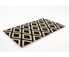 Entradas fibra de coco con parte trasera de PVC rombos non-antideslizante Felpudo, negro/blanco