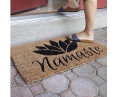 Entryways - Felpudo (40 x 60 cm, fibra de coco tejida a mano), diseño con mensaje Namaste