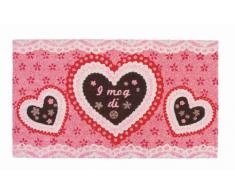 Young Generation YH 101452 Shoe Max - Felpudo de fibra de coco con PVC antideslizante, mensaje "I mog di" (74 x 44 cm aprox.), color marrón y rosa