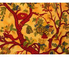 Para colgar de la pared de la alfombra/de unión para Sofá/cama individual, diseño de: de la vida del árbol de Navidad, colour verde/rojo/ De colour naranja / Colour azul/blanco, 100 % algodón, naranja, King_Size