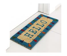 Felpudo original azul de fibra de coco para la entrada Arco Iris 75x25 cm HELLO