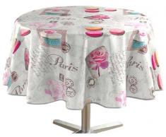 Décorline - 1710433, Mantel Pvc Redondo , 160 Cm , Sweet Paris , Photoprint