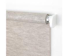 Estor de büscher broche de presión rollo de decoración deja pasar la luz Protector de pantalla | Longitud de 180 cm | Amplia 60-200 cm | Estructura de madera de colour marrón, Beige/Elfenbein, 112 x 180 cm