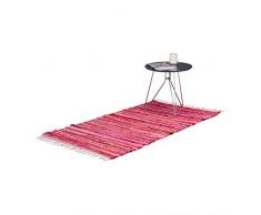 Relaxdays – Alfombra con flecos tejida mano multicolor rojo estilo indio 70 x 140 cm alfombra de pasillo entrada suelo Piso (poliéster y algodón, rojo