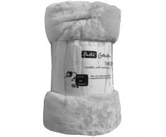 Manta de piel sintética/manta de visón, manta cubre sofá y cama individual, doble, king size, 100% poliéster/poliéster, Gris, doble