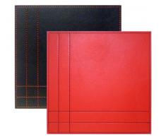 Tradestock iStyle - Juego de manteles individuales (piel sintética, 25 x 25 cm, reversibles, 4 unidades), color rojo y negro