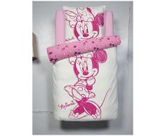 Juego de cama individual infantil (funda de edredón y almohada, 140 x 200 cm), diseño de Minnie, color rosa