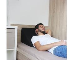Almohada en forma de cuña, Soporte para la espalda en la cama, sala o el sofá / Almohada para leer o ver televisión Medidas: 60 x 50 cm, Altura: 30 cm - Color Negro