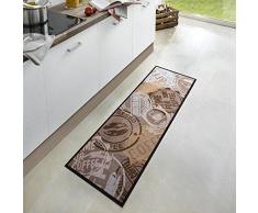 Alfombra de cocina lavable, diseño Coffee, marrón, 50 x 150 cm | 102451