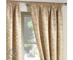 Just Contempo Luxury Curtain 9924, Cortinas (damasco, con ojales), Beige (Natural Cream), 116.84 x 228.6 cm (largo / altura, 2 cortinas)