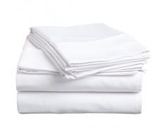 crafts Lino Algodón Egipcio Satén 600-thread-count 4 Pcs Profundidad doble de bolsillo juego de sábana (+ 30 cm), color blanco sólido