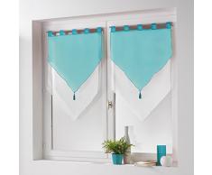 Douceur DIntérieur 1623801 - Douceur dIntérieur - Cortinas con acabado triangular, color Blanco/Azul, talla 60 x 90 cm