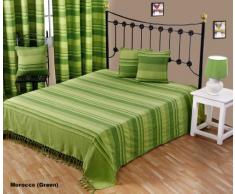 Homescapes Funda Sofa de 260 x 360 cm color Verde en algodón de la coleccion "Rayas"