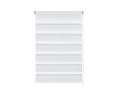 Gardinia 31310 - Estor de doble rollo con diseño de rayas, fácil montaje mediante adhesivos o pinzas en el marco de la ventana, 90 x 220 cm, color blanco