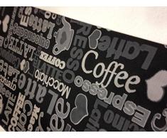 LaVela - Alfombra de cocina antideslizante con estampado de la palabra café lavable en lavadora tamaño 67 x 300 cm color negro y gris