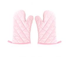 Guantes Horno - SODIAL(R)2 pcs algodon proteccion guantes de cocina resistente al calor horno microondas cocina guantes rosa