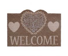 Felpudo diseño romantico "hearts welcome" fibra de coco 60 x 40 cm