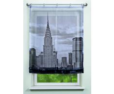 Home fashion 82239-796 New York - Estor de voile (impresión digital), diseño de Nueva York, color blanco y negro