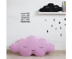 Paparajote Factory Cloud XL - Cojín para cama infantil de algodón con forma de nube, desenfundable, 95 x 50 cm, color chicle