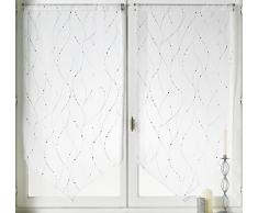 Par de cortinas plateado diseño con estampado de, blanco, 60 x 160 cm