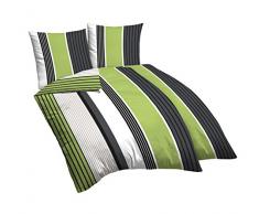 De algodón satén ropa de cama Mod.60645, certificado Öko-Tex Standard 100, satén, verde, 4 tlg., 135 x 200 cm