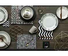 Premier Housewares juego de manteles individuales diseño de cachemira, juego de 4, negro