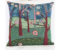 Luxbon Funda de Cojín Almohada Lino Duradero Pintura de Bosque Decoración para Sofá Cama Coche 18x18" 45x45 cm