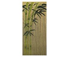 Leguana - Cortina de bambú cortina para puerta modelo dekovorhang bamboo 99 hebras de 90 cm x 200 cm con colgantes en rack