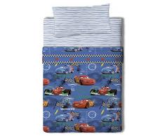Disney Cars Maximum Juego de Sábanas, Algodón-Poliéster, Azul, Cama 100/110 (Doble), 200.0 x 105.0 x 25.0 cm, 3 Unidades
