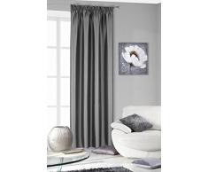 Zas Eurofirany/Gabi/Graf cortina de Gabi, lisa con fruncido, 140 x 250 cm, gris oscuro
