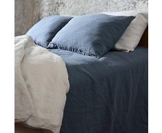 LinenMe azul lino 0453401 de cama de sábanas sábana bajera para cama de 90 cm x 190 cm x 20 cm