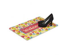 Relaxdays – Felpudo coco Mensaje Welcome 40 x 60 Multicolor Coco Felpudo con base antideslizante de PVC de Felpudo fibra de coco como Felpudo modernas y puerta Alfombrilla, multicolor