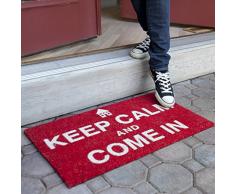 Entryways 43 x 71 cm Felpudo de fibra de coco con reverso de PVC antideslizante y el mensaje Keep Calm