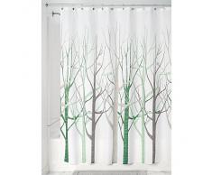 InterDesign Forest - Cortina de ducha, 183 x 183 cm, color salvia y gris topo