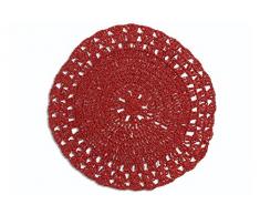 Villa DEste Noel Mantel Individual de Ganchillo, de PVC, en Rojo con Brillos, Diámetro 38cm