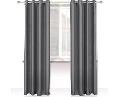 Songmics 1 pieza de Cortina opaca con ojales 145 x 245 cm Gris plateado LRB245G