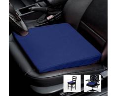 Asiento Cuña Auto asiento cojín de silla oficina silla Cojín - Tamaño: 35 cm x 35 cm x 6/1 cm, algodón, azul, 35 cm x 35 cm