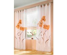 SIMPVALE 2 Paneles Incluidos Visillo Solida Gasa Cortina para Sala, con Ojales Amplitud 150cm (Longitud 225cm, Naranja)