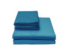 4 piezas juego de sábanas - -- 500 Thread _ de cama de algodón egipcio hilos turquesa azul sólido bolsillo Euro grande único extra profundo (22 Inche) - por aprbeddings