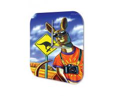 Reloj De Pared Gira Mundial Marke Canguro Turismo C·mara Australia Plexiglas Imprimido 25x25 cm