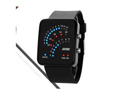 ufengke® exquisita binario impermeable llevó reloj de pulsera electrónico,rectángulo de línea de silicona reloj de pulsera muñeca banda,negro